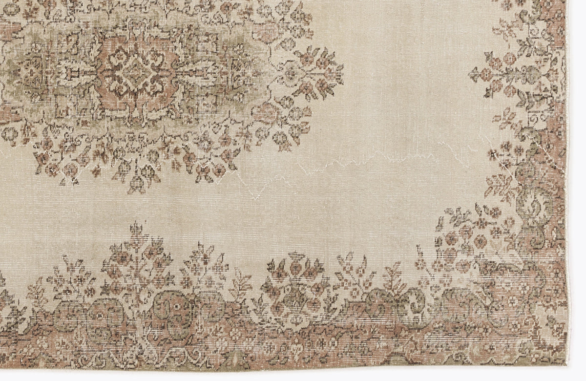 Beige Over Dyed Vintage Rug 5&#39;4&#39;&#39; x 8&#39;3&#39;&#39; ft 162 x 252 cm
