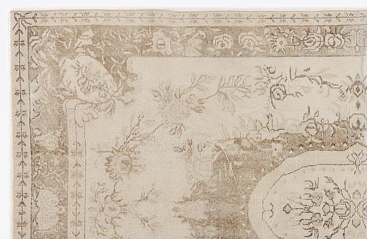 Beige Over Dyed Vintage Rug 5&#39;7&#39;&#39; x 10&#39;3&#39;&#39; ft 170 x 312 cm