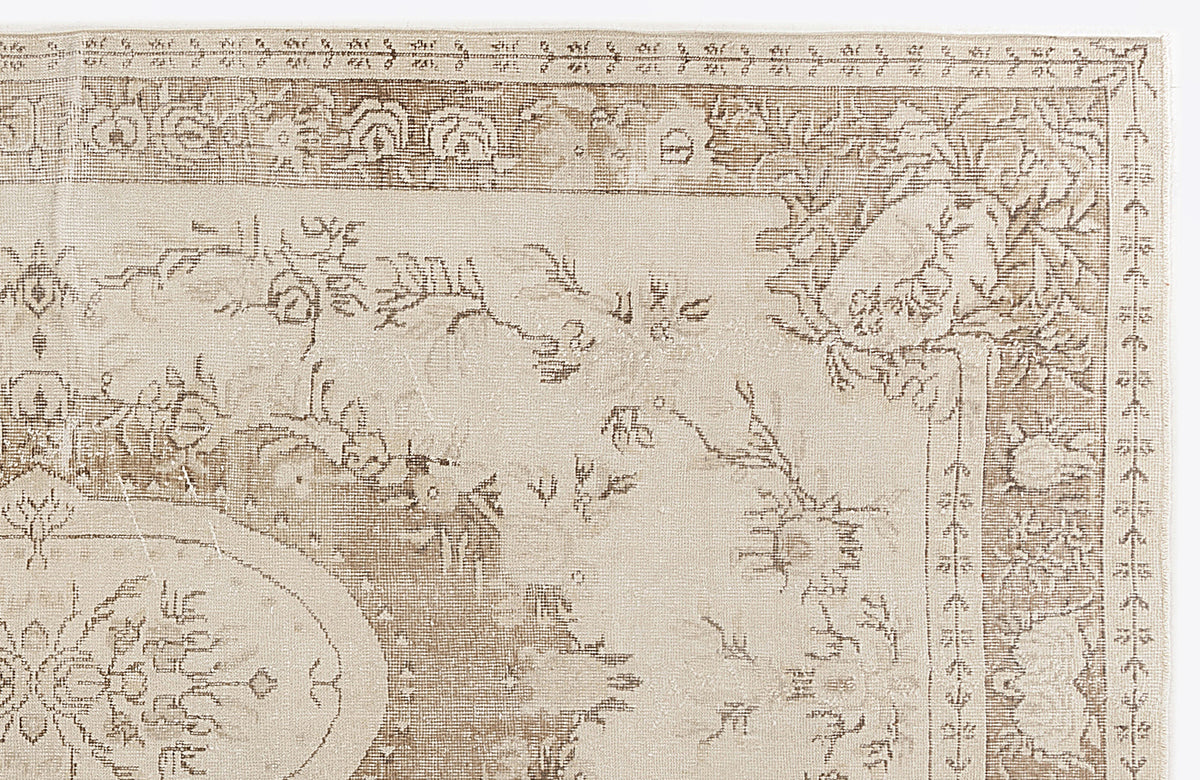 Beige Over Dyed Vintage Rug 5&#39;7&#39;&#39; x 10&#39;3&#39;&#39; ft 170 x 312 cm