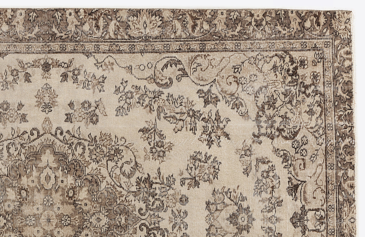 Beige Over Dyed Vintage Rug 6&#39;1&#39;&#39; x 9&#39;3&#39;&#39; ft 186 x 283 cm