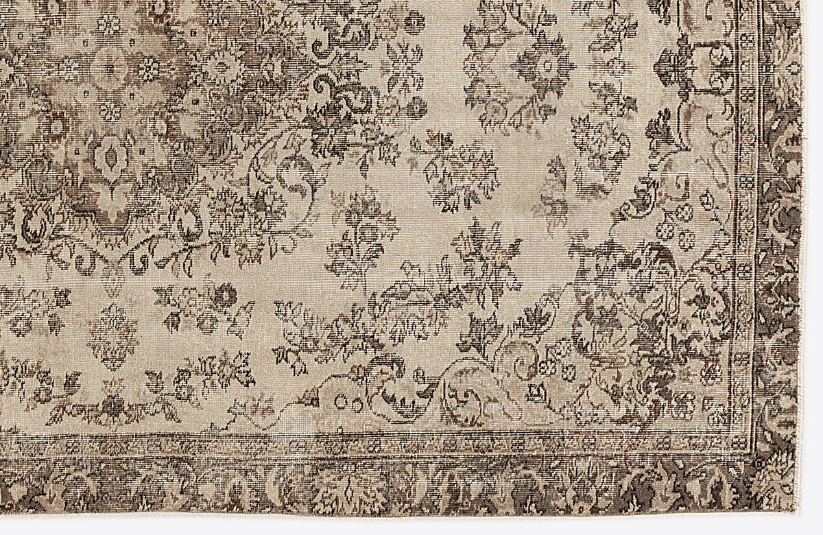 Beige Over Dyed Vintage Rug 6&#39;1&#39;&#39; x 9&#39;3&#39;&#39; ft 186 x 283 cm