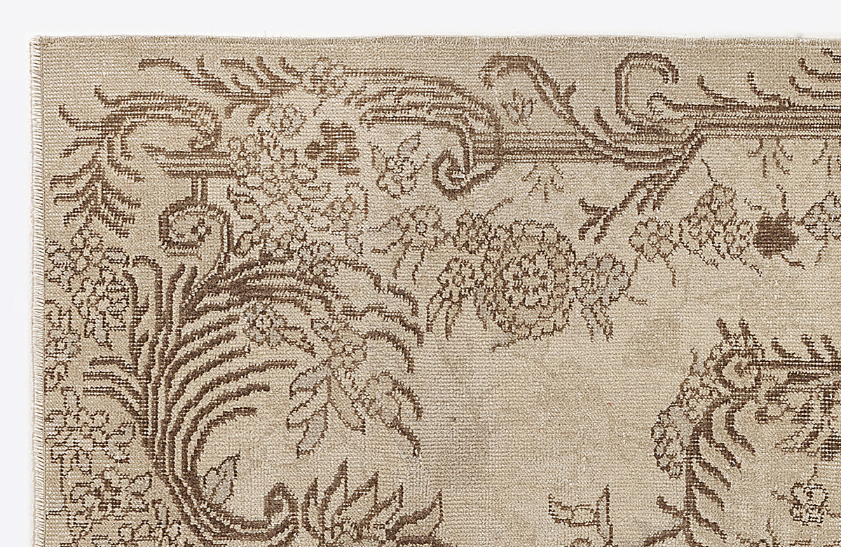 Beige Over Dyed Vintage Rug 3&#39;10&#39;&#39; x 6&#39;9&#39;&#39; ft 117 x 205 cm