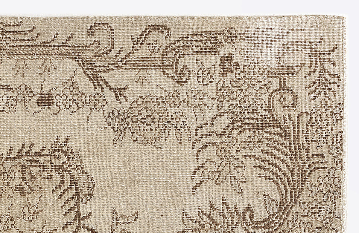 Beige Over Dyed Vintage Rug 3&#39;10&#39;&#39; x 6&#39;9&#39;&#39; ft 117 x 205 cm