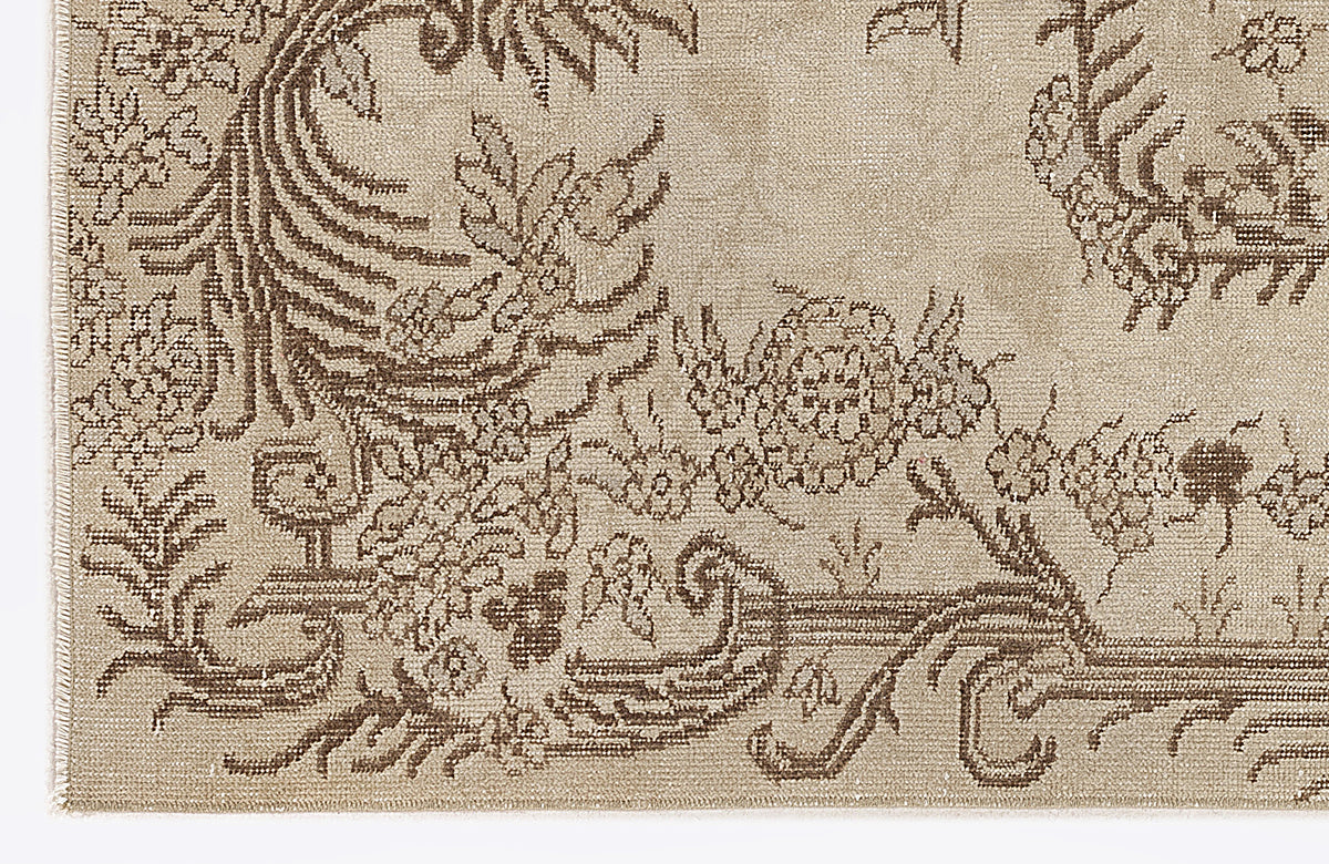 Beige Over Dyed Vintage Rug 3&#39;10&#39;&#39; x 6&#39;9&#39;&#39; ft 117 x 205 cm