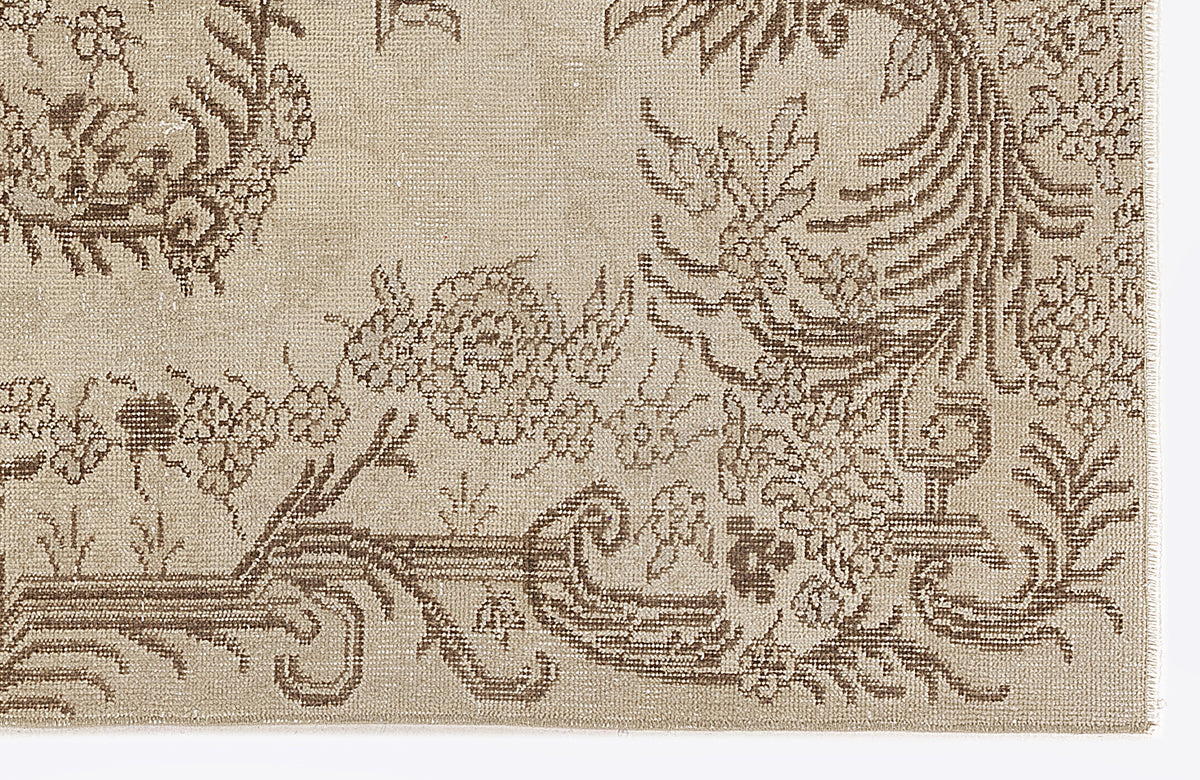 Beige Over Dyed Vintage Rug 3&#39;10&#39;&#39; x 6&#39;9&#39;&#39; ft 117 x 205 cm