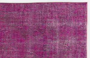 Fuchsia Over Dyed Vintage Rug 5'2'' x 9'10'' ft 157 x 300 cm