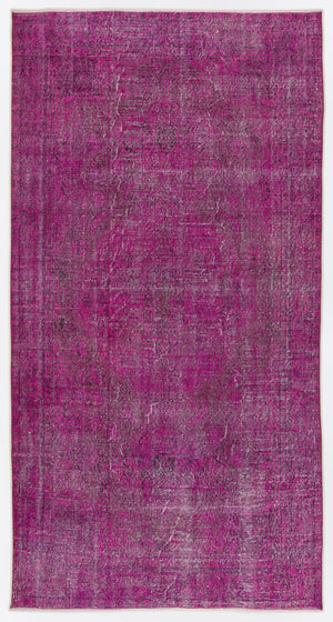 Fuchsia Over Dyed Vintage Rug 5'2'' x 9'10'' ft 157 x 300 cm