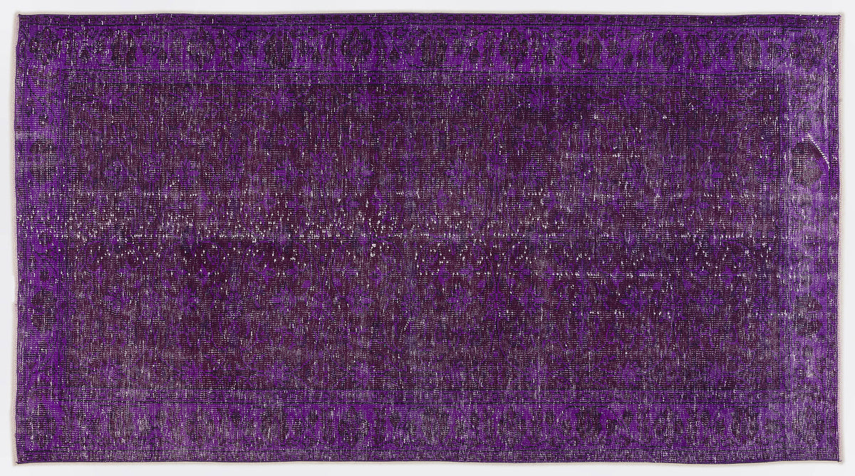 Purple Over Dyed Vintage Rug 4&#39;11&#39;&#39; x 9&#39;2&#39;&#39; ft 150 x 280 cm