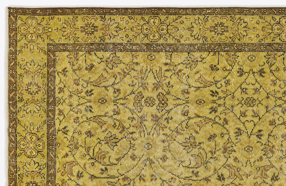 Yellow Over Dyed Vintage Rug 5&#39;6&#39;&#39; x 9&#39;6&#39;&#39; ft 167 x 290 cm