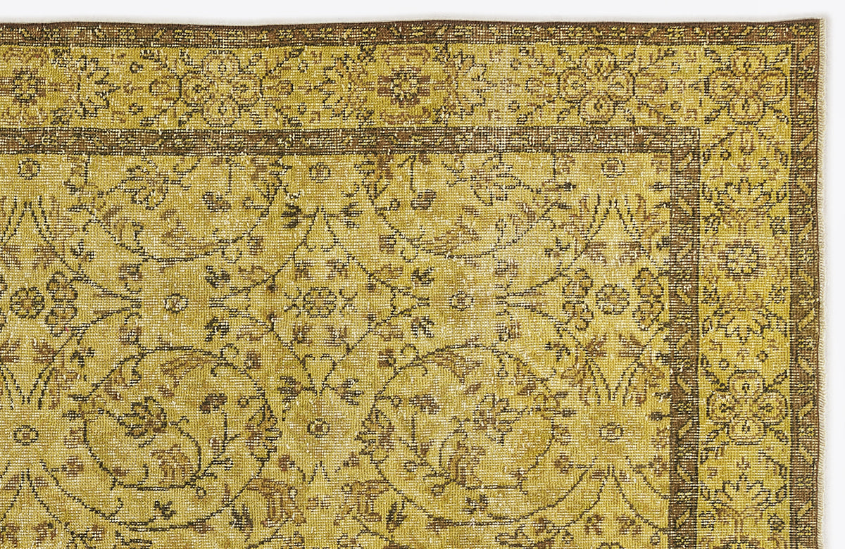 Yellow Over Dyed Vintage Rug 5&#39;6&#39;&#39; x 9&#39;6&#39;&#39; ft 167 x 290 cm