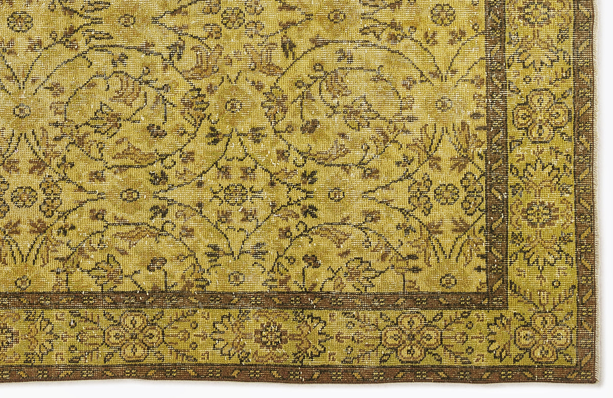 Yellow Over Dyed Vintage Rug 5&#39;6&#39;&#39; x 9&#39;6&#39;&#39; ft 167 x 290 cm