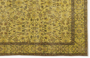 Yellow Over Dyed Vintage Rug 5'6'' x 9'6'' ft 167 x 290 cm