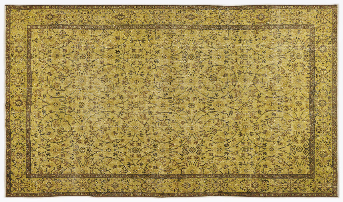 Yellow Over Dyed Vintage Rug 5&#39;6&#39;&#39; x 9&#39;6&#39;&#39; ft 167 x 290 cm