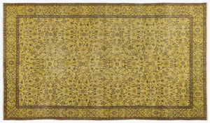 Yellow Over Dyed Vintage Rug 5'6'' x 9'6'' ft 167 x 290 cm