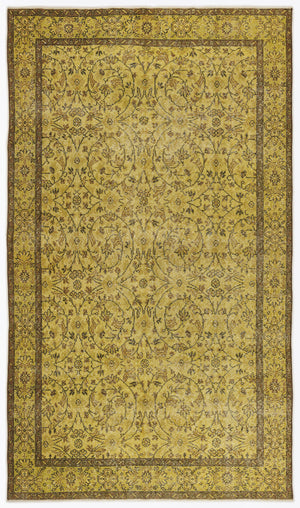 Yellow Over Dyed Vintage Rug 5'6'' x 9'6'' ft 167 x 290 cm