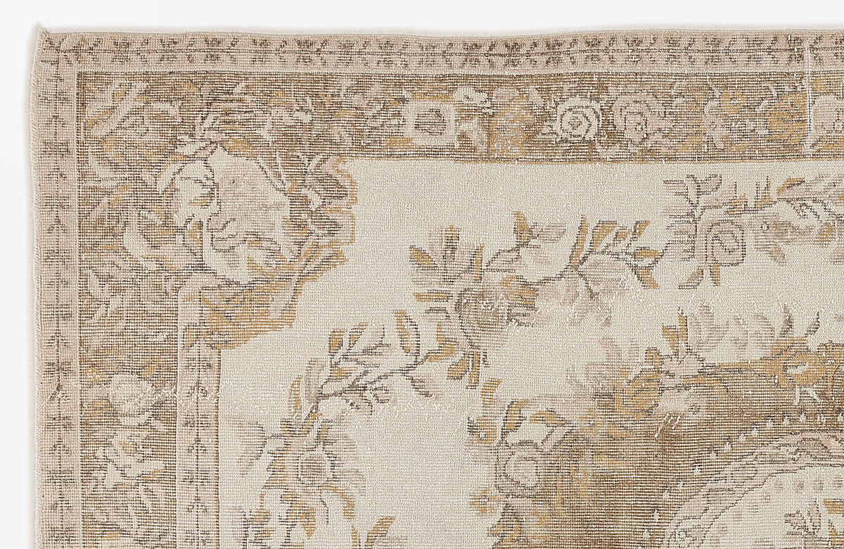 Beige Over Dyed Vintage Rug 6&#39;0&#39;&#39; x 9&#39;3&#39;&#39; ft 184 x 282 cm