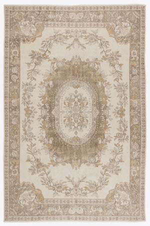 Beige Over Dyed Vintage Rug 6'0'' x 9'3'' ft 184 x 282 cm