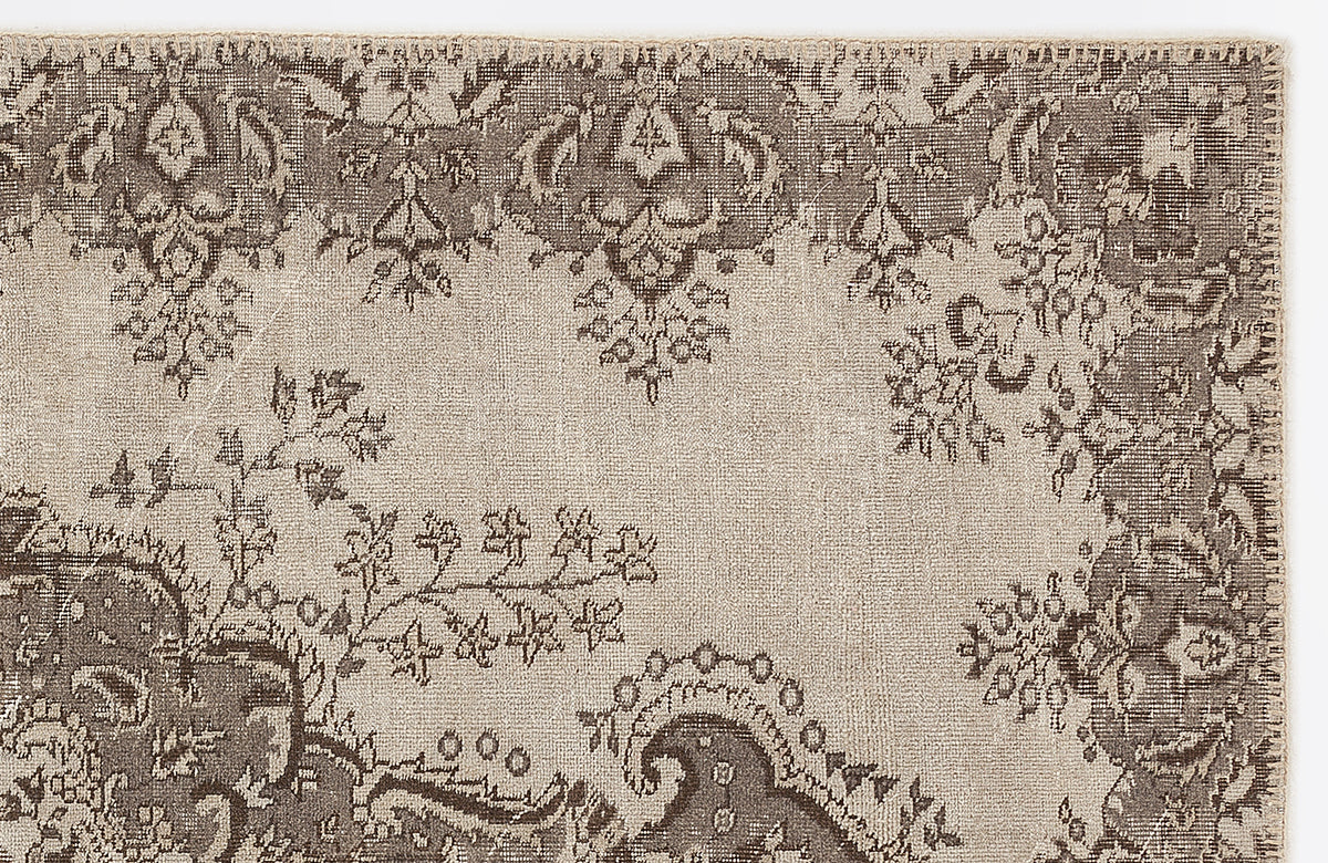 Beige Over Dyed Vintage Rug 5&#39;4&#39;&#39; x 8&#39;6&#39;&#39; ft 163 x 260 cm