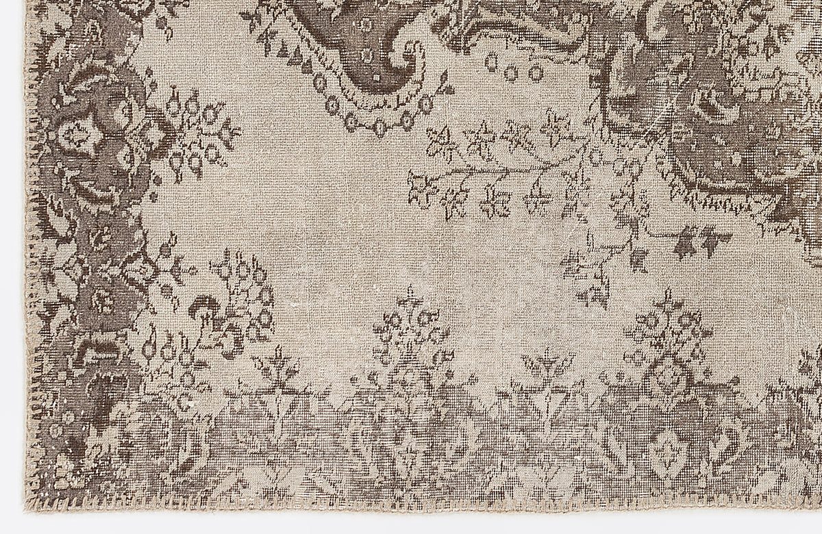 Beige Over Dyed Vintage Rug 5&#39;4&#39;&#39; x 8&#39;6&#39;&#39; ft 163 x 260 cm