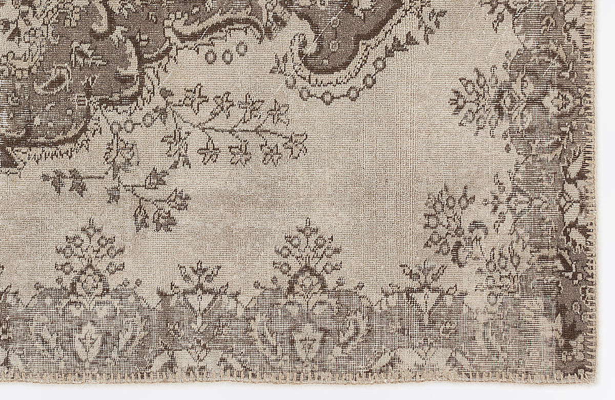 Beige Over Dyed Vintage Rug 5&#39;4&#39;&#39; x 8&#39;6&#39;&#39; ft 163 x 260 cm