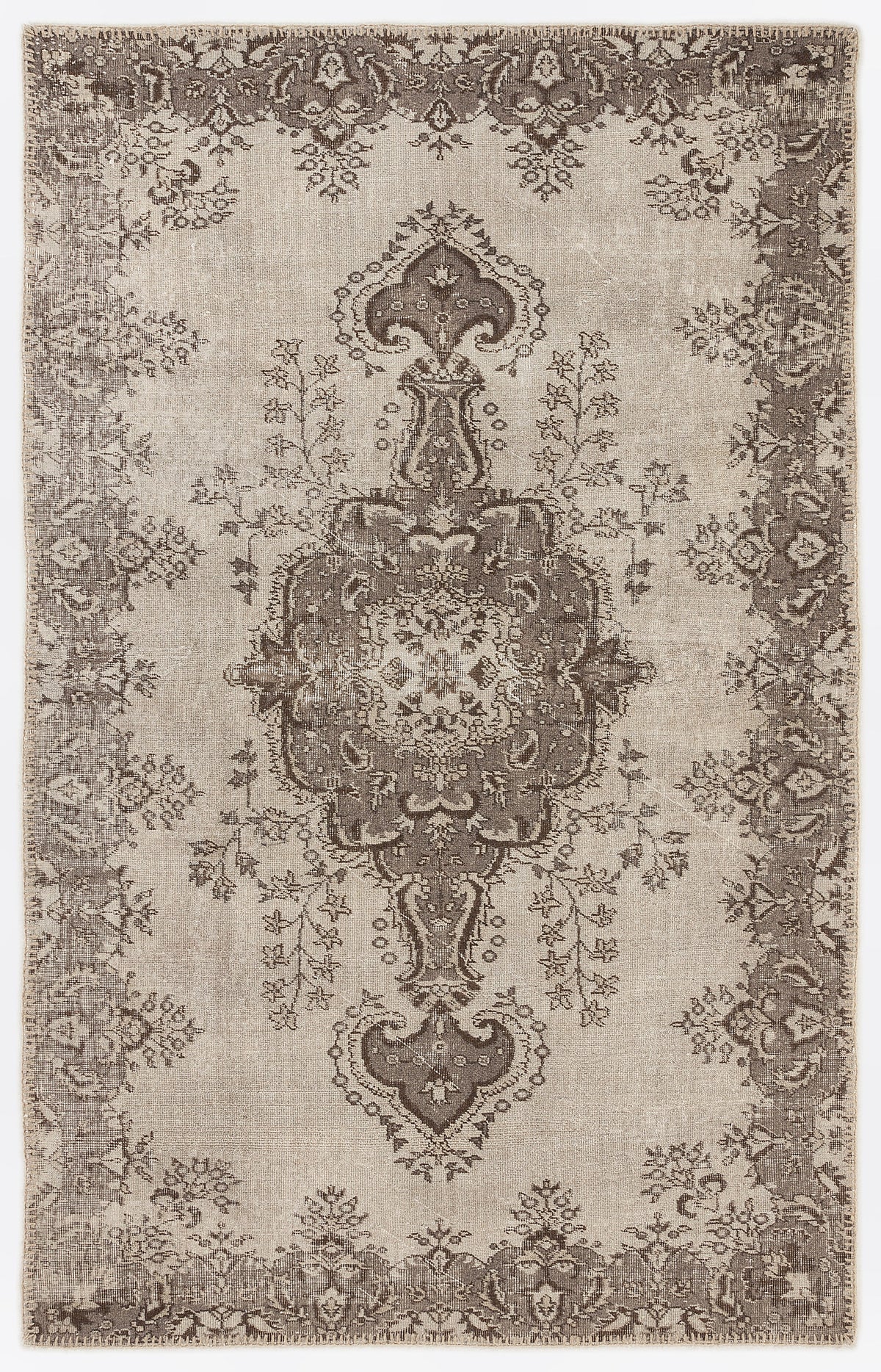 Beige Over Dyed Vintage Rug 5&#39;4&#39;&#39; x 8&#39;6&#39;&#39; ft 163 x 260 cm