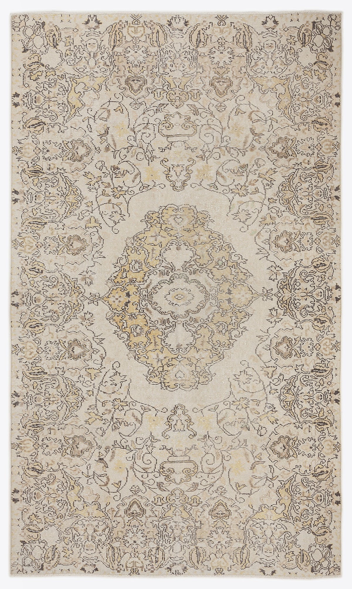 Beige Over Dyed Vintage Rug 5&#39;6&#39;&#39; x 9&#39;3&#39;&#39; ft 168 x 283 cm