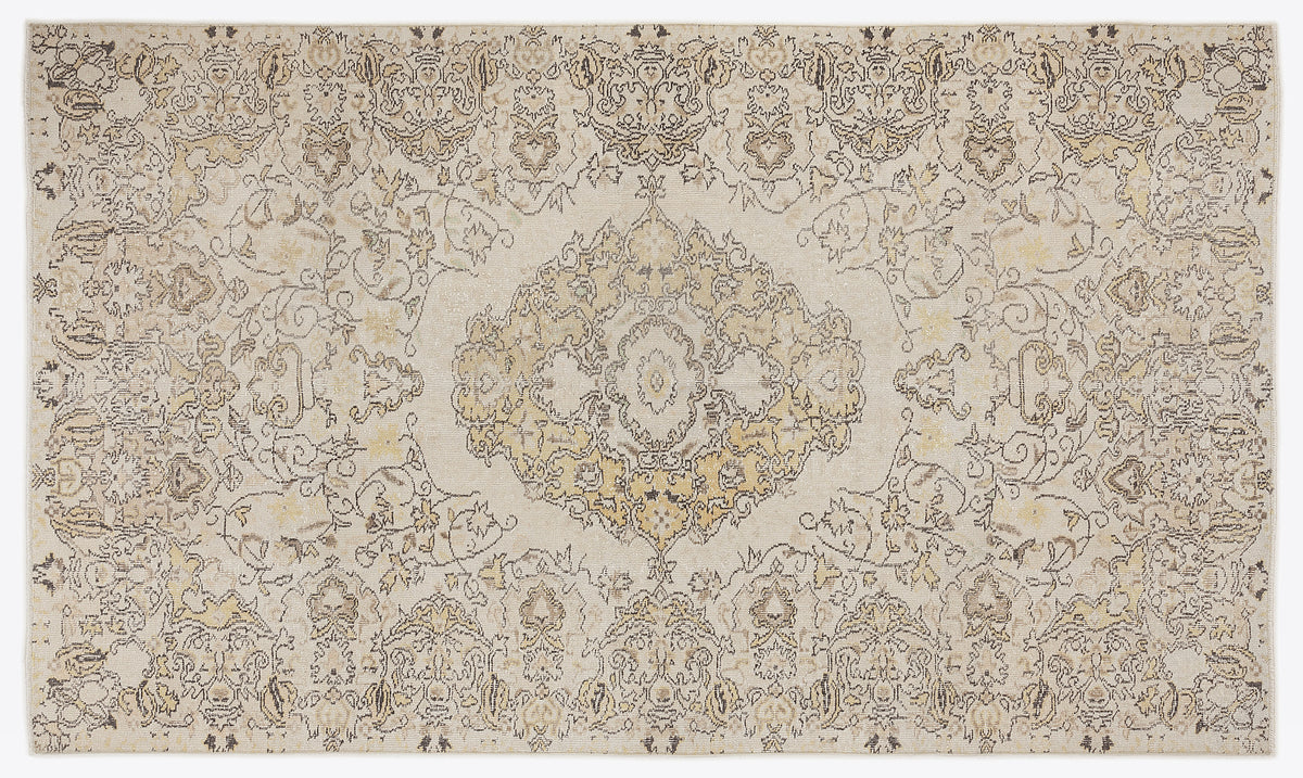 Beige Over Dyed Vintage Rug 5&#39;6&#39;&#39; x 9&#39;3&#39;&#39; ft 168 x 283 cm