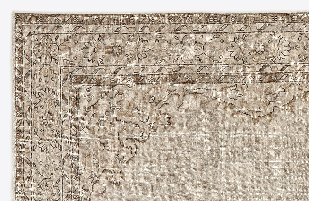 Beige Over Dyed Vintage Rug 5&#39;10&#39;&#39; x 9&#39;7&#39;&#39; ft 178 x 293 cm