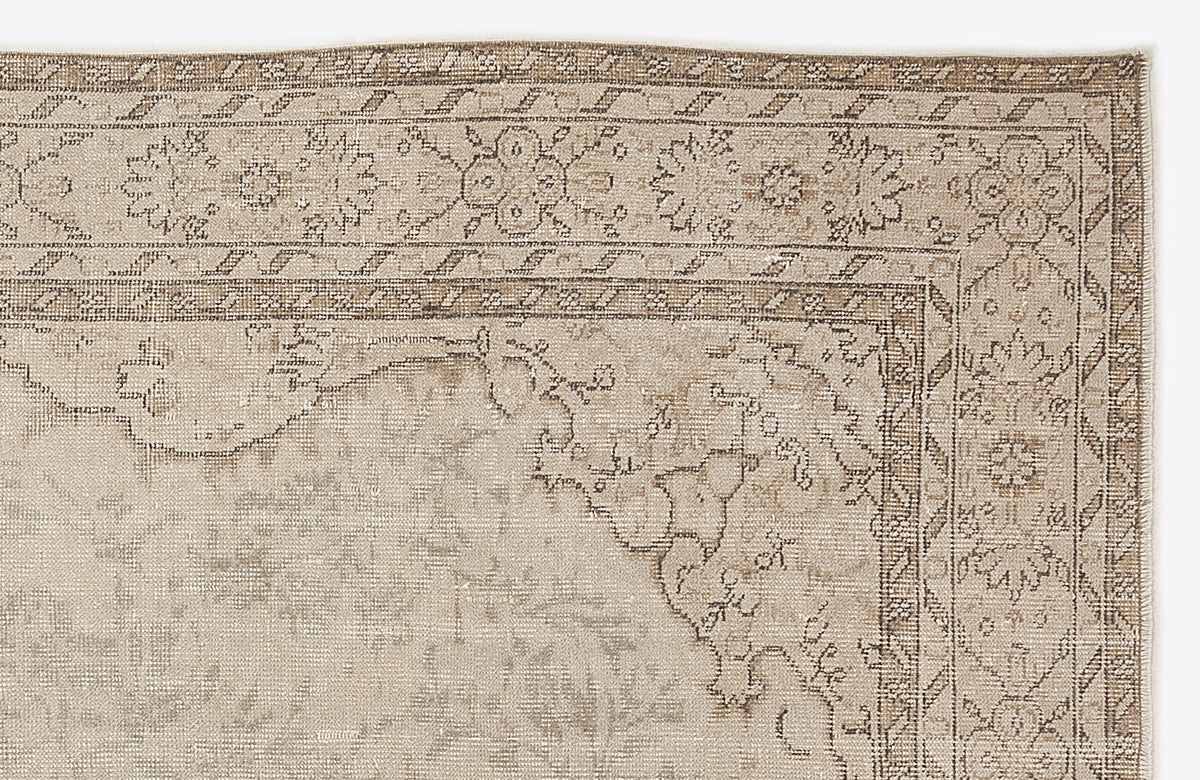 Beige Over Dyed Vintage Rug 5&#39;10&#39;&#39; x 9&#39;7&#39;&#39; ft 178 x 293 cm