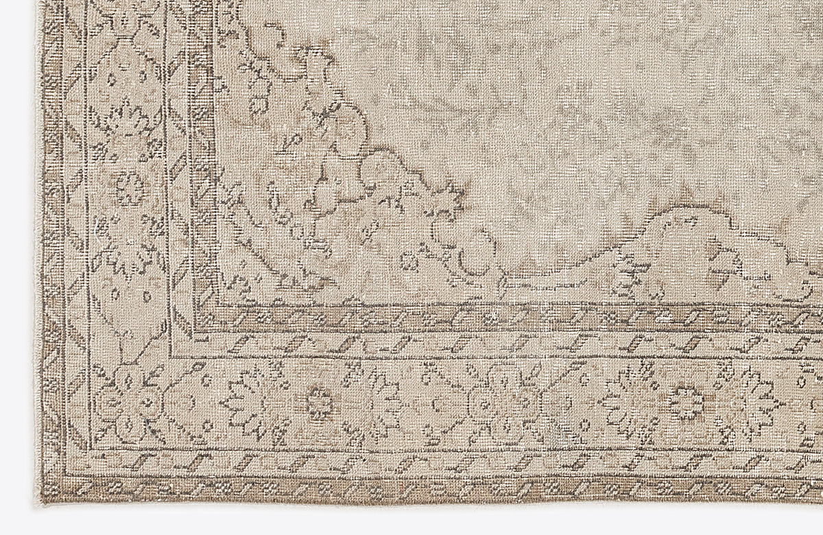 Beige Over Dyed Vintage Rug 5&#39;10&#39;&#39; x 9&#39;7&#39;&#39; ft 178 x 293 cm