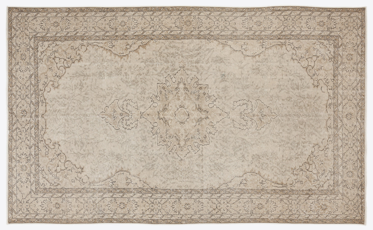 Beige Over Dyed Vintage Rug 5&#39;10&#39;&#39; x 9&#39;7&#39;&#39; ft 178 x 293 cm