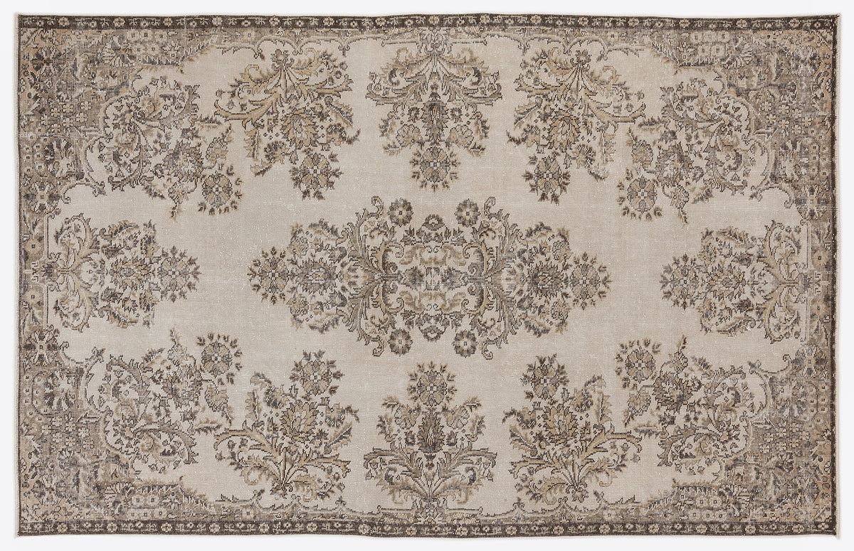 Beige Over Dyed Vintage Rug 6&#39;2&#39;&#39; x 9&#39;8&#39;&#39; ft 187 x 295 cm