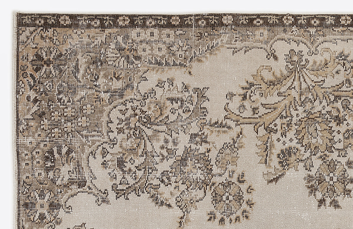 Beige Over Dyed Vintage Rug 6&#39;2&#39;&#39; x 9&#39;8&#39;&#39; ft 187 x 295 cm