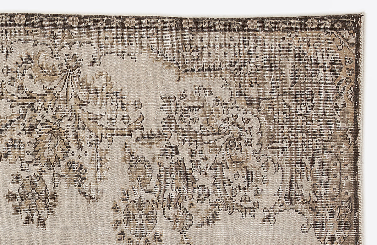 Beige Over Dyed Vintage Rug 6&#39;2&#39;&#39; x 9&#39;8&#39;&#39; ft 187 x 295 cm