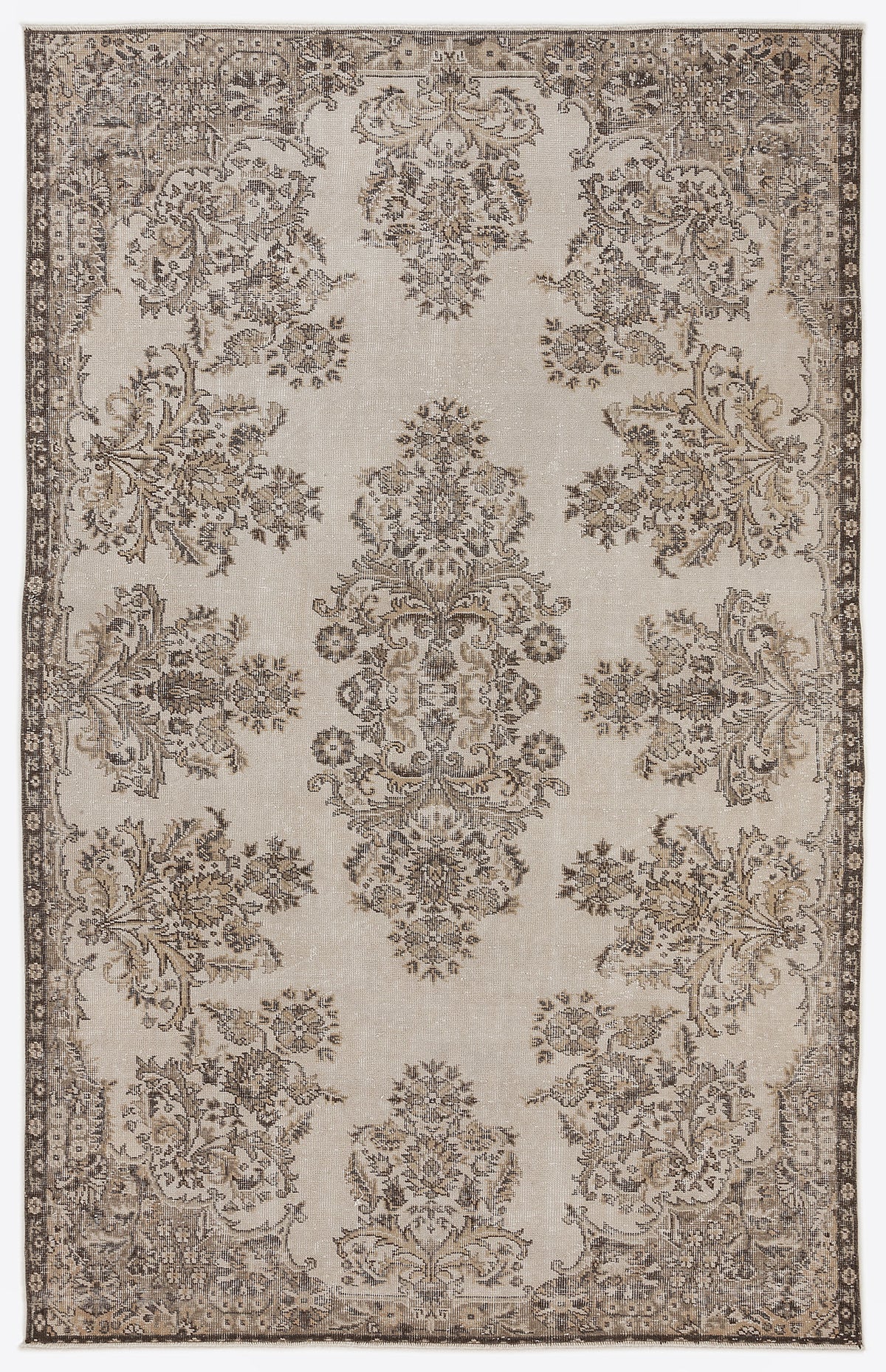 Beige Over Dyed Vintage Rug 6&#39;2&#39;&#39; x 9&#39;8&#39;&#39; ft 187 x 295 cm