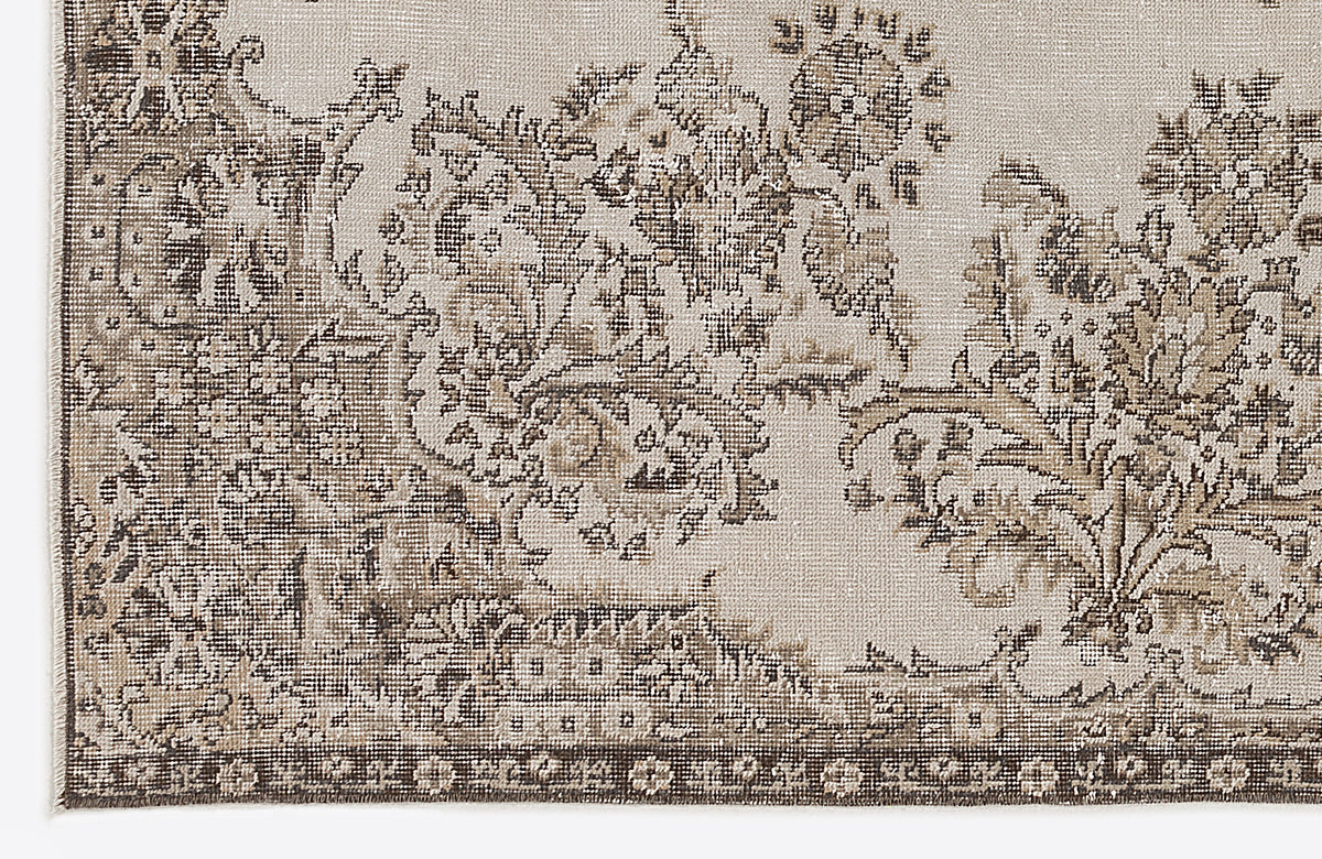 Beige Over Dyed Vintage Rug 6&#39;2&#39;&#39; x 9&#39;8&#39;&#39; ft 187 x 295 cm