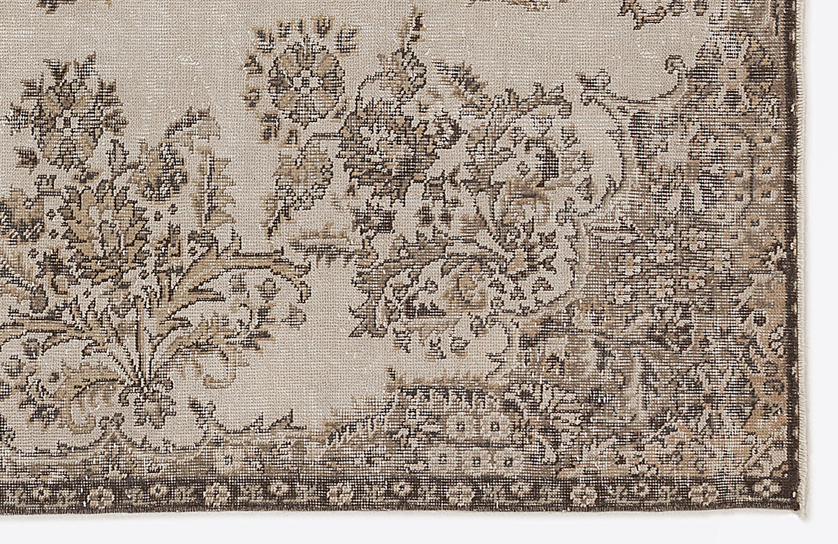 Beige Over Dyed Vintage Rug 6&#39;2&#39;&#39; x 9&#39;8&#39;&#39; ft 187 x 295 cm