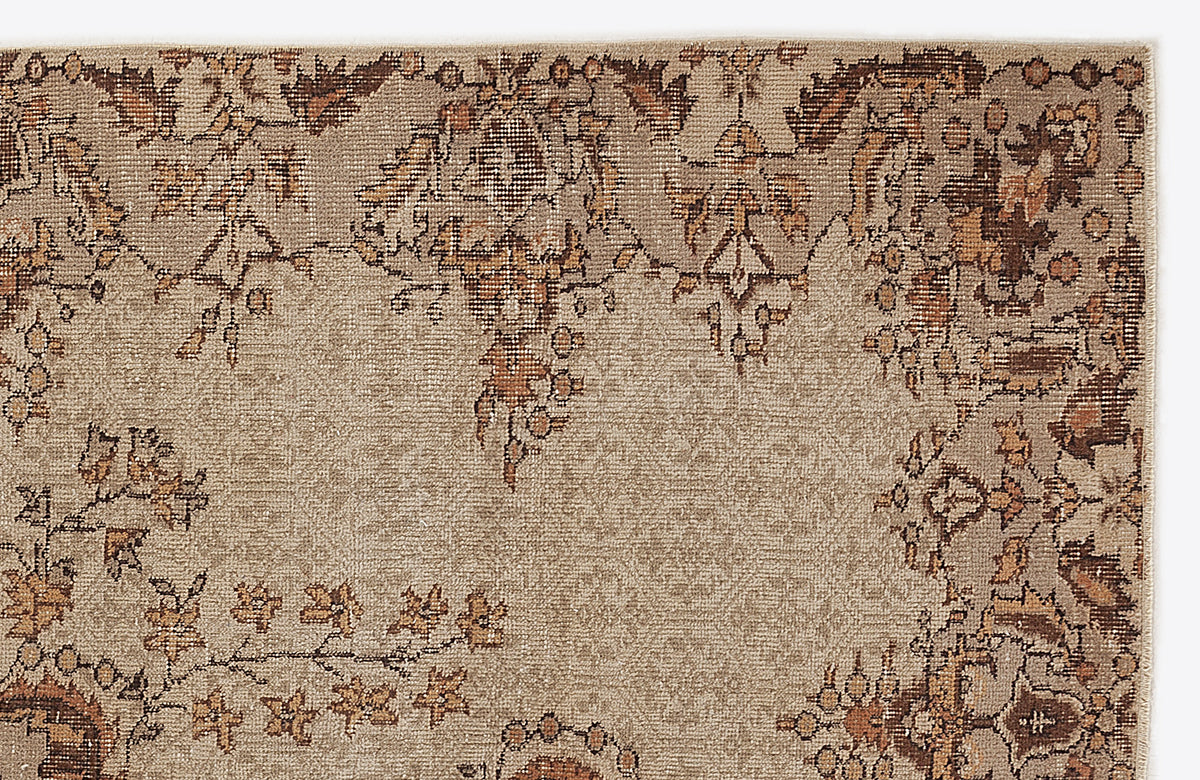 Brown Over Dyed Vintage Rug 5&#39;10&#39;&#39; x 9&#39;1&#39;&#39; ft 177 x 278 cm