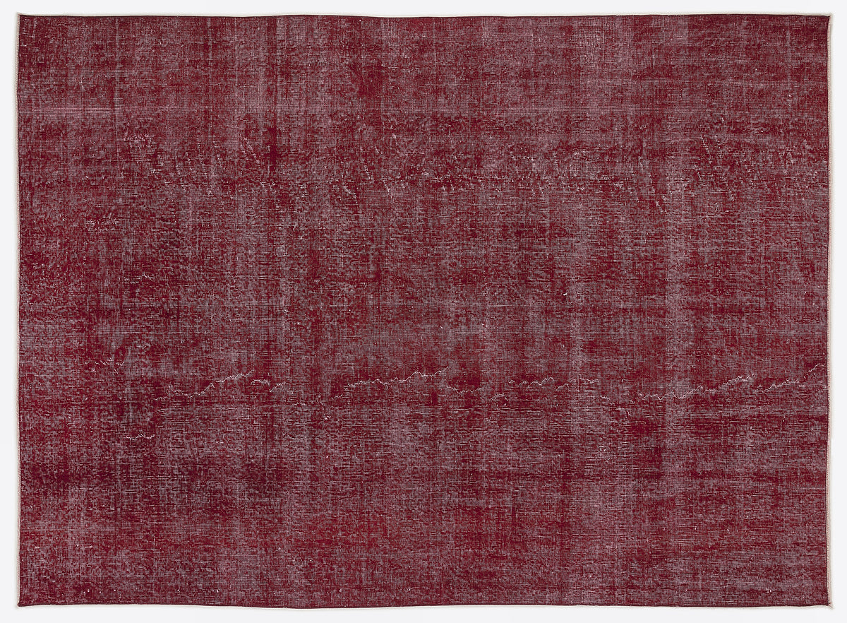 Red Over Dyed Vintage Rug 6&#39;11&#39;&#39; x 9&#39;5&#39;&#39; ft 210 x 287 cm