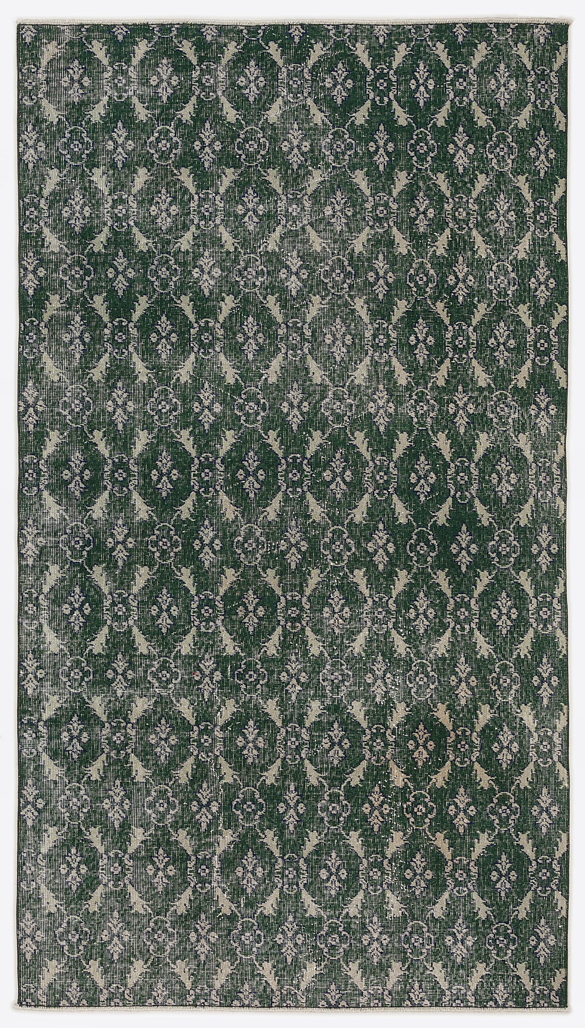 Green Over Dyed Vintage Rug 4&#39;8&#39;&#39; x 8&#39;3&#39;&#39; ft 142 x 252 cm