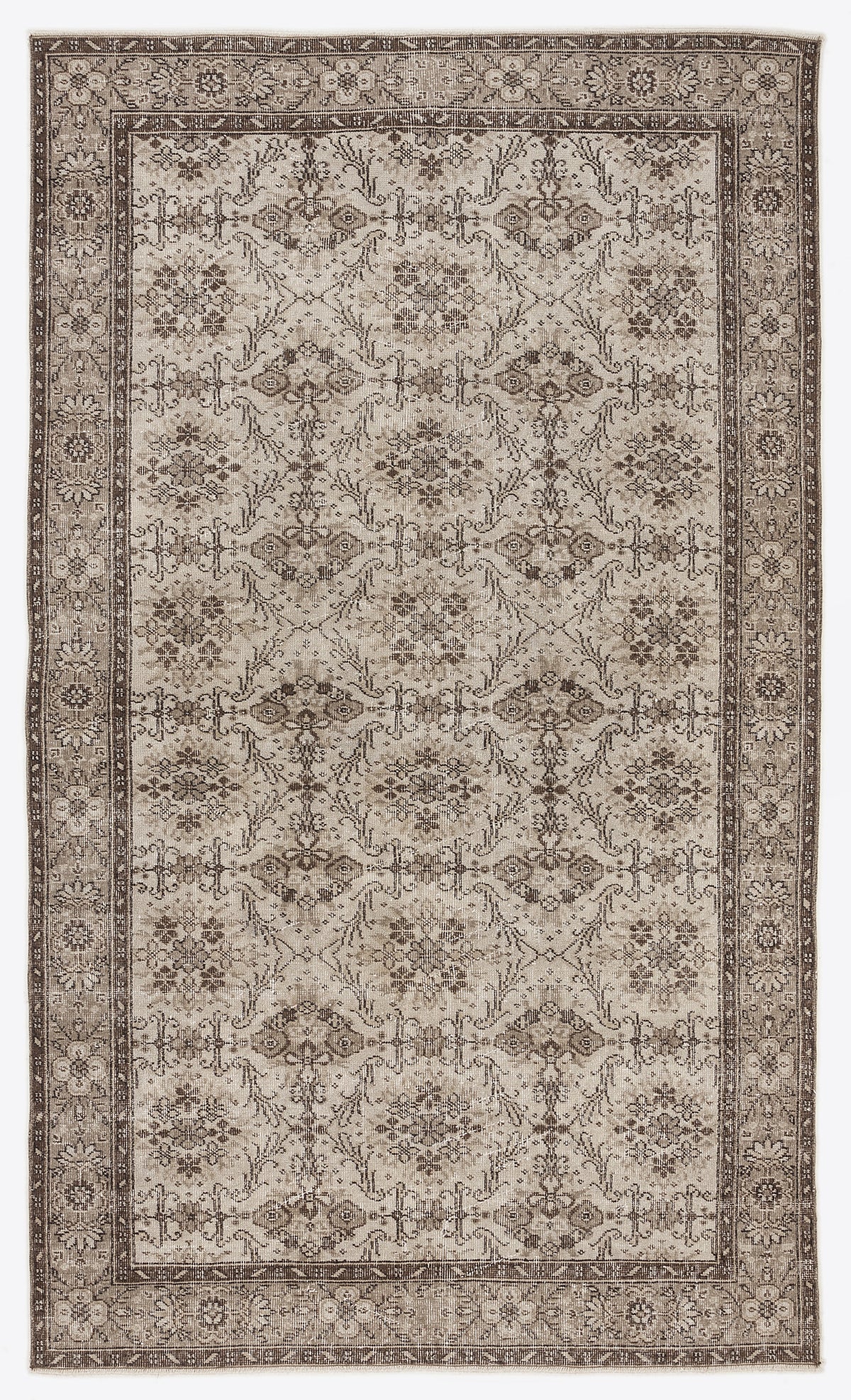 Beige Over Dyed Vintage Rug 5&#39;7&#39;&#39; x 9&#39;6&#39;&#39; ft 170 x 290 cm