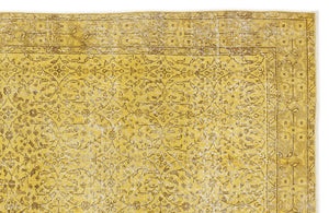 Yellow Over Dyed Vintage Rug 4'7'' x 8'6'' ft 140 x 260 cm