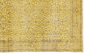 Yellow Over Dyed Vintage Rug 4'7'' x 8'6'' ft 140 x 260 cm