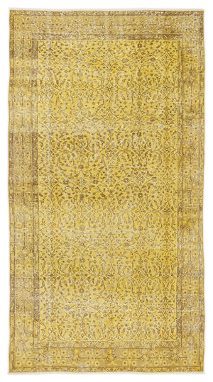 Yellow Over Dyed Vintage Rug 4'7'' x 8'6'' ft 140 x 260 cm