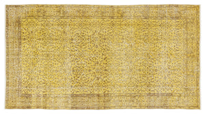 Yellow Over Dyed Vintage Rug 4'7'' x 8'6'' ft 140 x 260 cm