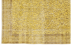 Retro Design Yellow Over Dyed Vintage Rug 4'7'' x 8'6'' ft 140 x 260 cm