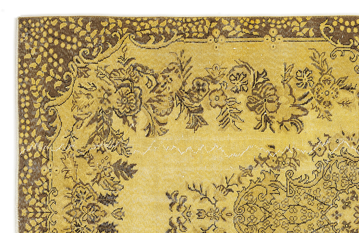 Yellow Over Dyed Vintage Rug 5&#39;4&#39;&#39; x 9&#39;1&#39;&#39; ft 163 x 278 cm