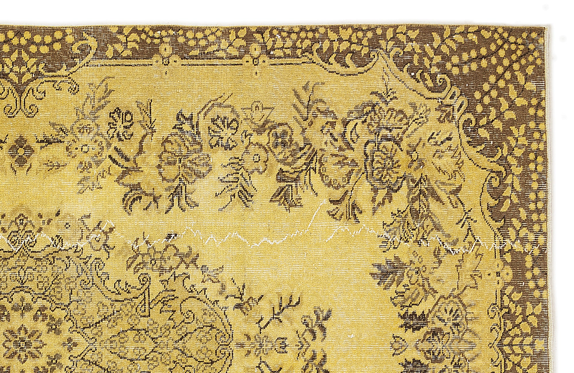 Yellow Over Dyed Vintage Rug 5'4'' x 9'1'' ft 163 x 278 cm