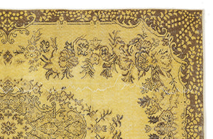 Yellow Over Dyed Vintage Rug 5'4'' x 9'1'' ft 163 x 278 cm