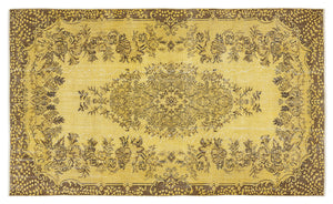 Yellow Over Dyed Vintage Rug 5'4'' x 9'1'' ft 163 x 278 cm
